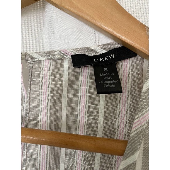 Drew Striped Linen Blend Jumpsuit Drawstring Waist Sleeveless Oatmeal Pi… - Picture 4 of 4